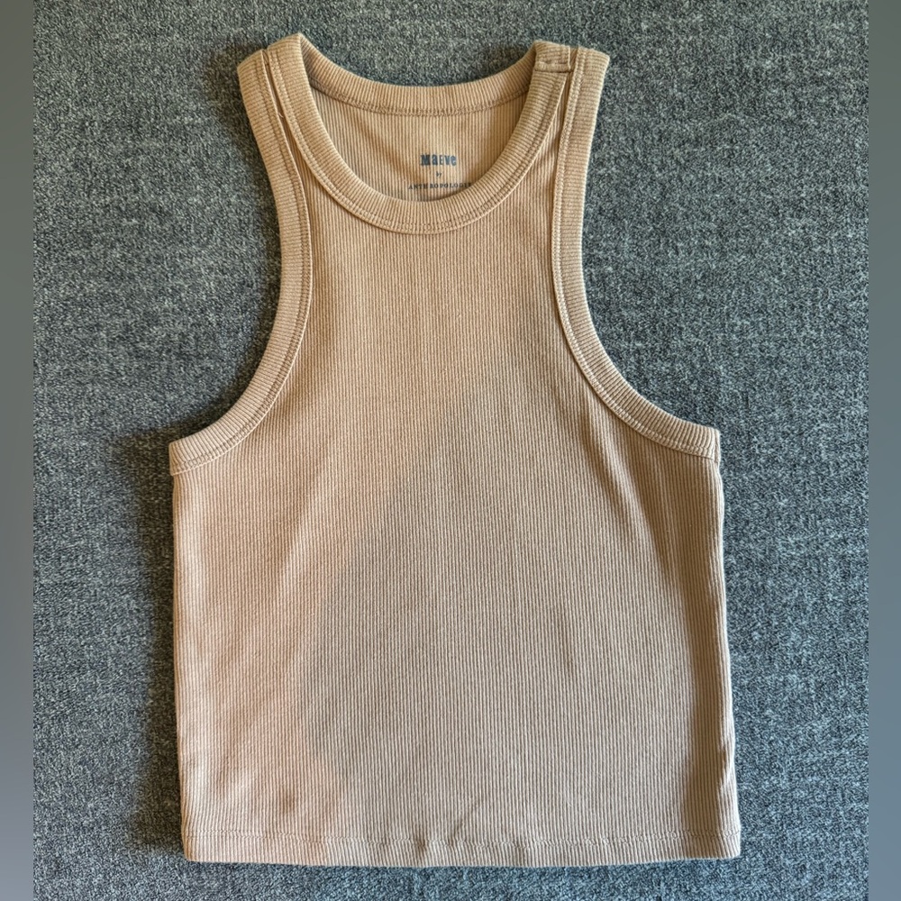 Maeve by Anthropologie Sleeveless Tan Ribbed Women's Top